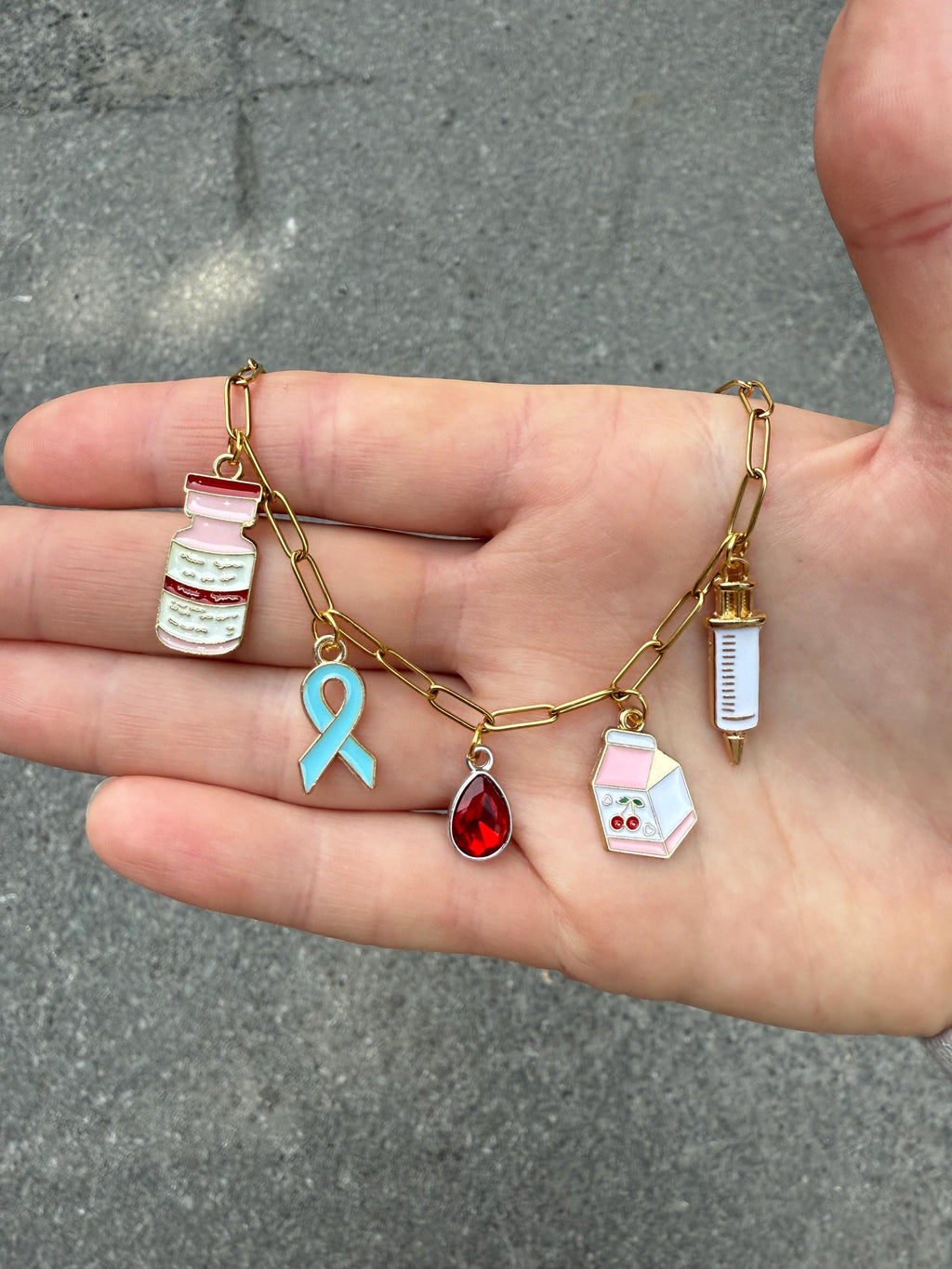 Type 1 Diabetes Charm Necklace, Medical Jewelry, T1D Awareness, Gold Silver Charm Necklace, Diabetes Emergency Medical ID, Trendy Fashion Accessory