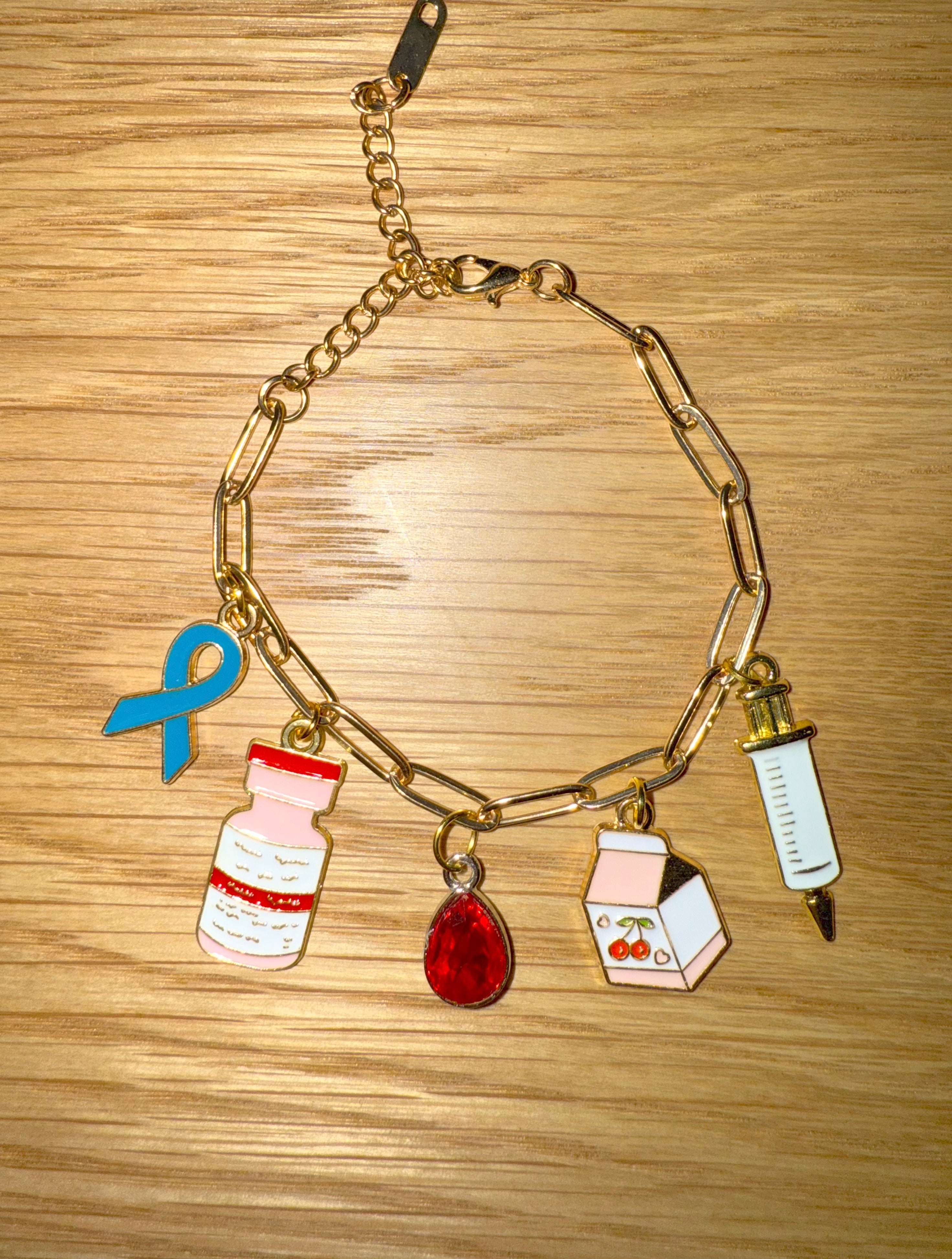 Type 1 Diabetes Charm Bracelet | T1D Awareness Jewelry | Thoughtful Diabetic Gift